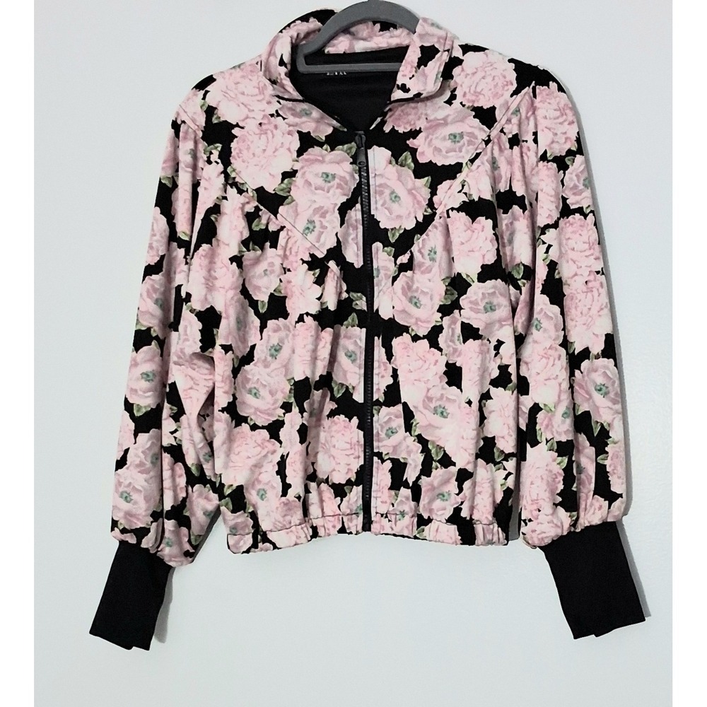 Zara Jacket Women's Size XS‎ Pink Floral Crop Zip Up Lined Collared Pre-owned